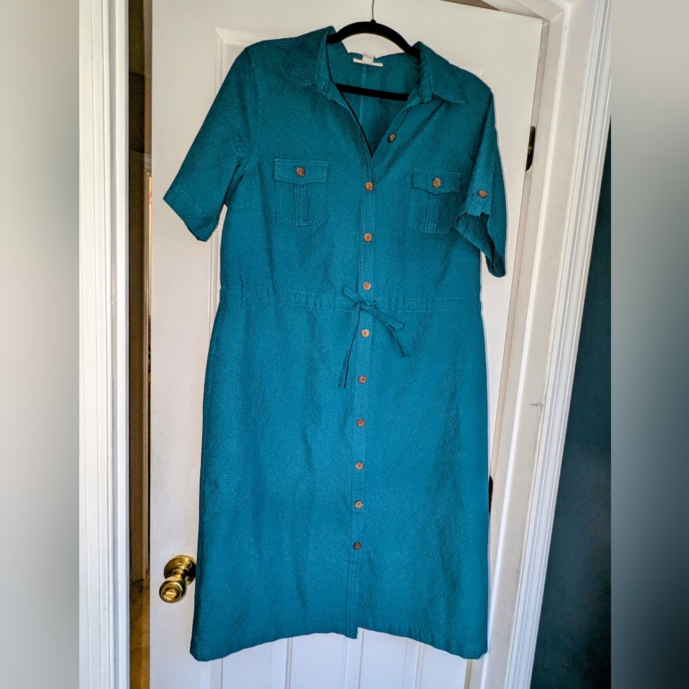 Vintage Appleseed's Teal Button-Down Midi Dress